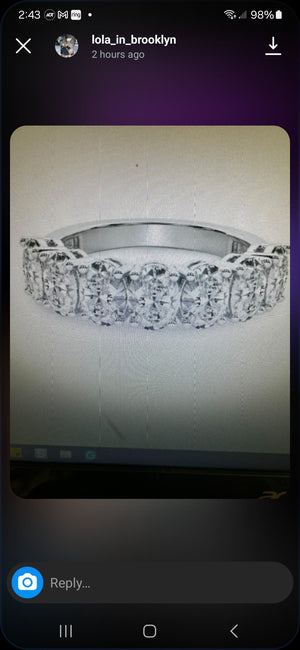 Custom* 8pc oval lab 14k white halfway band