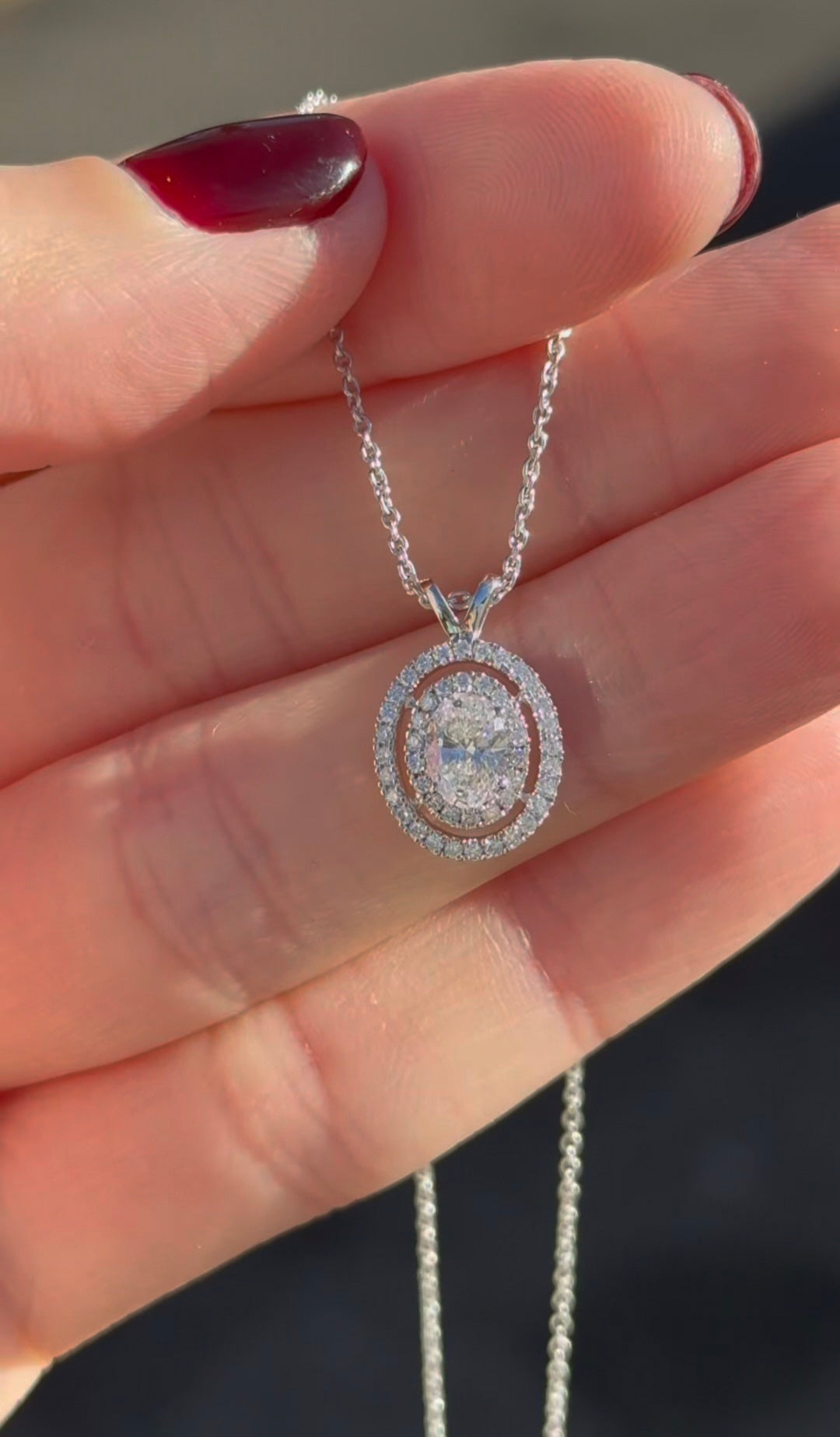 White Gold Oval & Round Lab Diamond Necklace