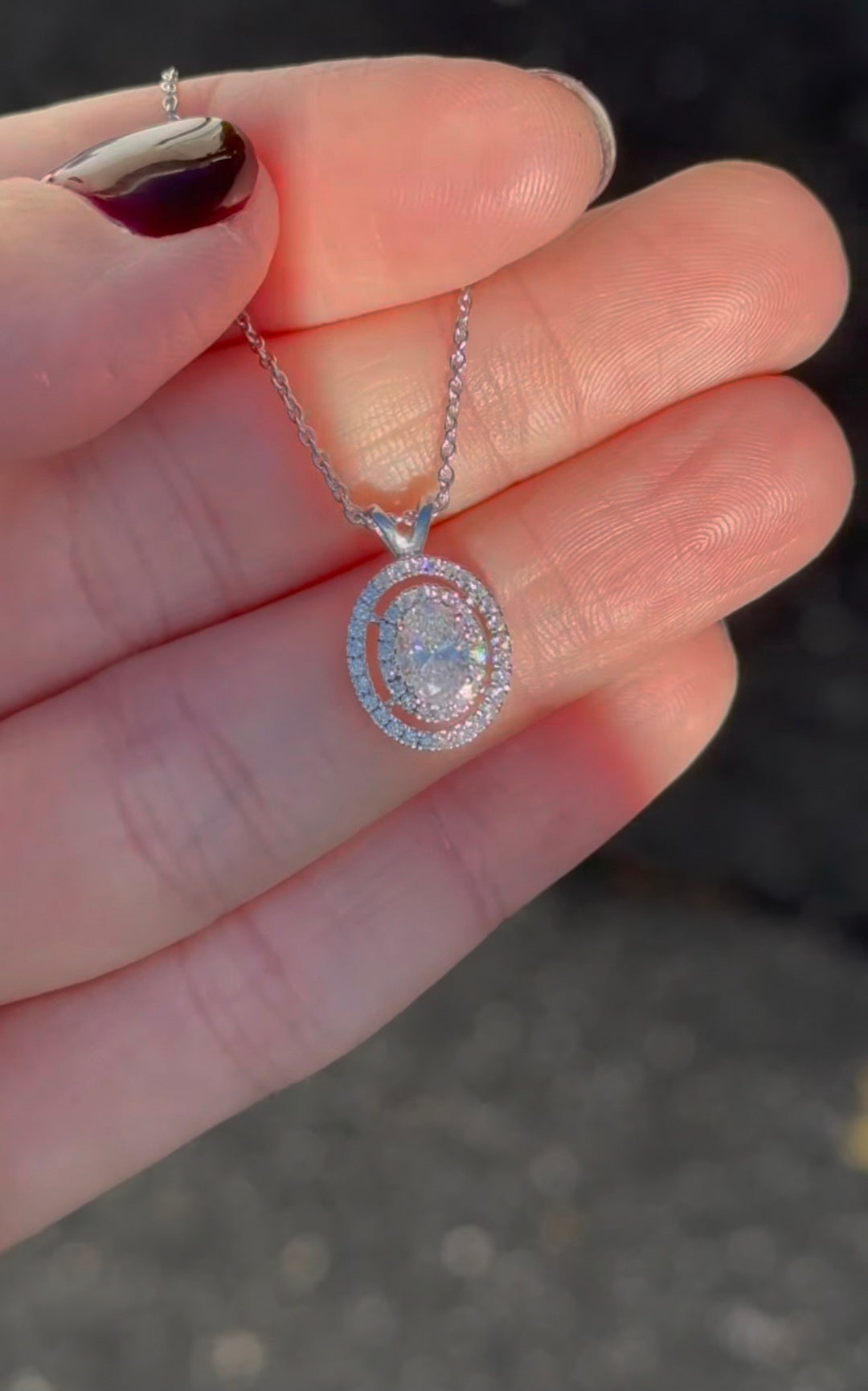White Gold Oval & Round Lab Diamond Necklace