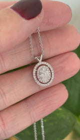 White Gold Oval & Round Lab Diamond Necklace