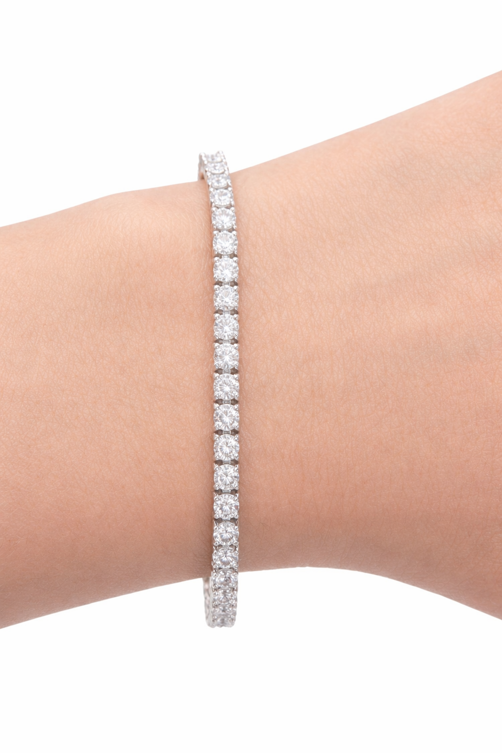 4.04cttw White Gold Lab Diamond 7" Tennis Bracelet