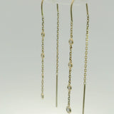 Long Bezel Set Dangle Earring 14K