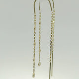 Long Bezel Set Dangle Earring 14K