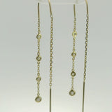 Long Bezel Set Dangle Earring 14K