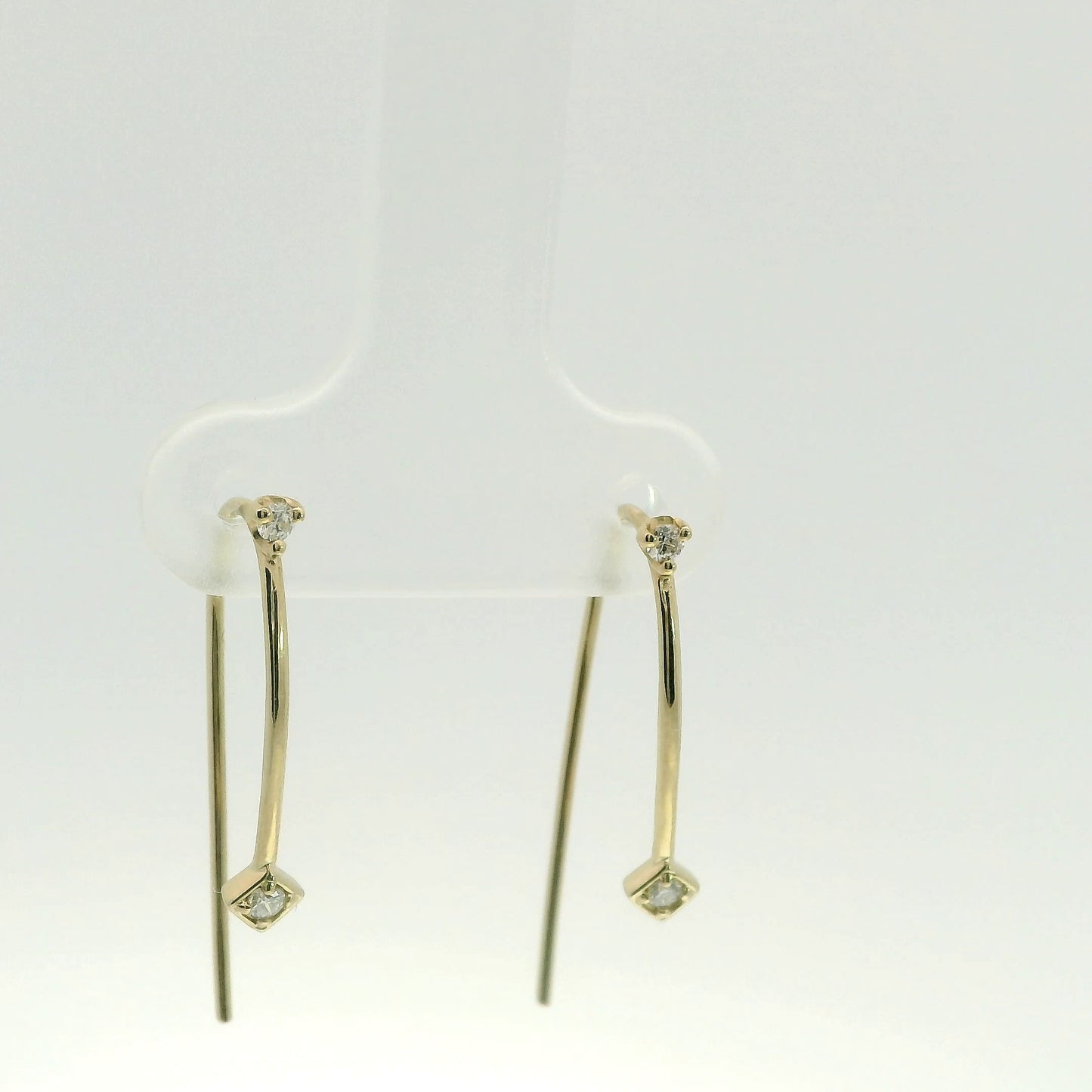 Minimal Diamond Threader Drop Earrings 14K