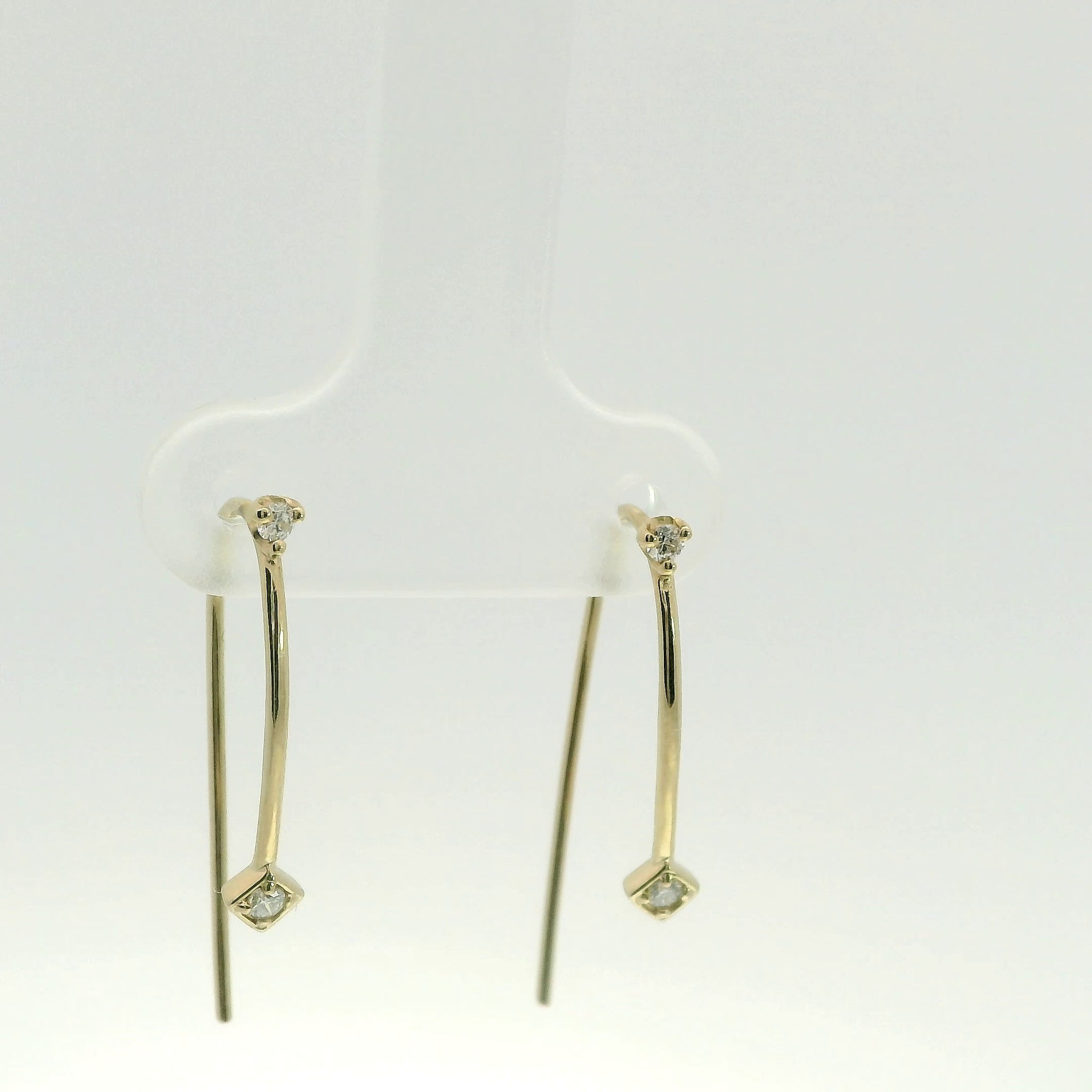 Minimal Diamond Threader Drop Earrings 14K