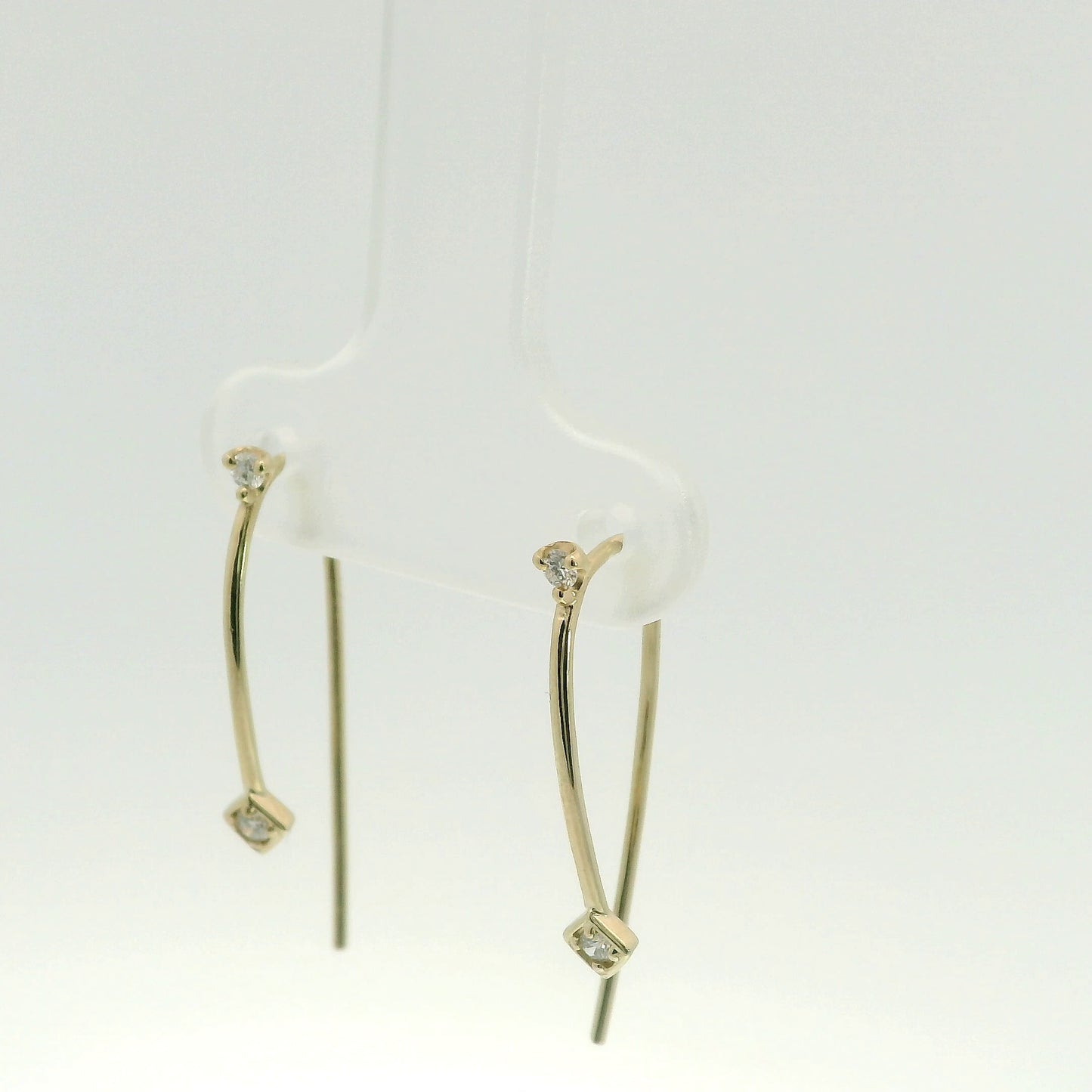 Minimal Diamond Threader Drop Earrings 14K