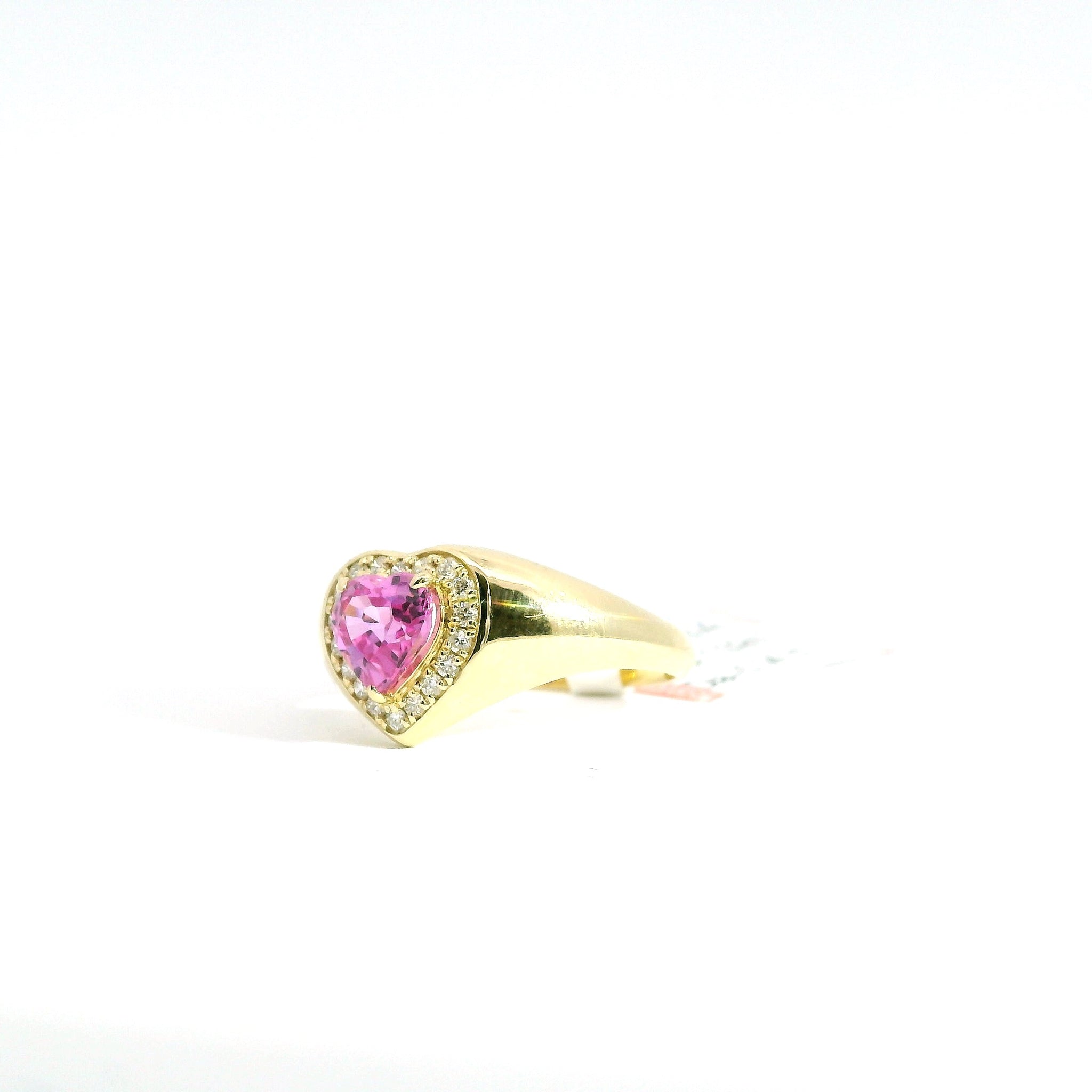 Pink Sapphire Heart Shape Lab Diamond Ring