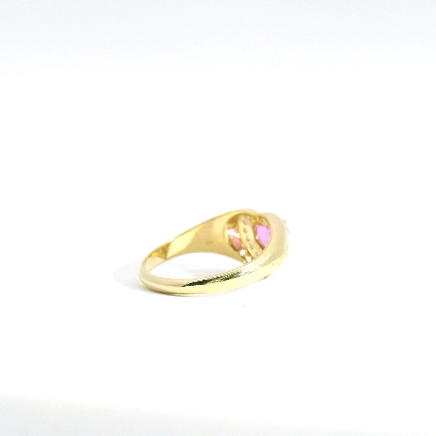 Pink Sapphire Heart Shape Lab Diamond Ring