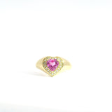 Pink Sapphire Heart Shape Lab Diamond Ring