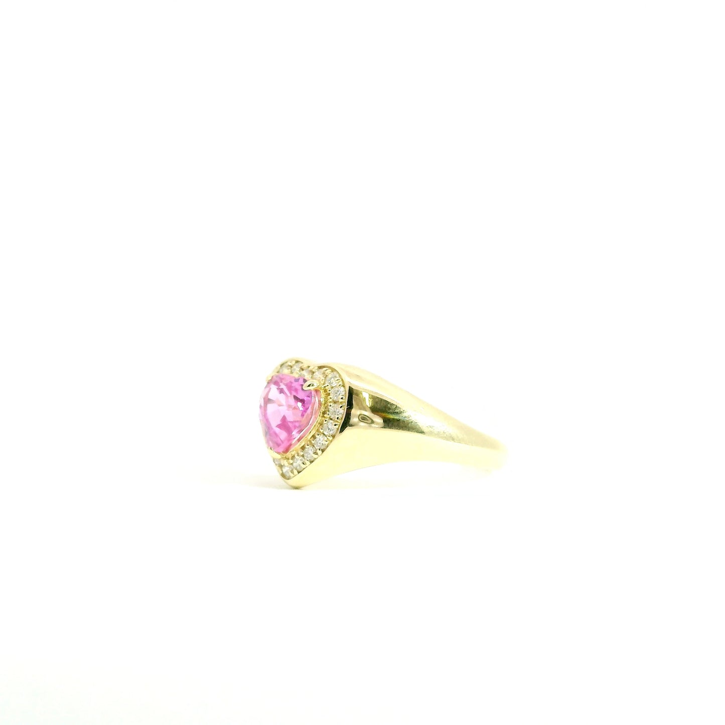 Pink Sapphire Heart Shape Lab Diamond Ring
