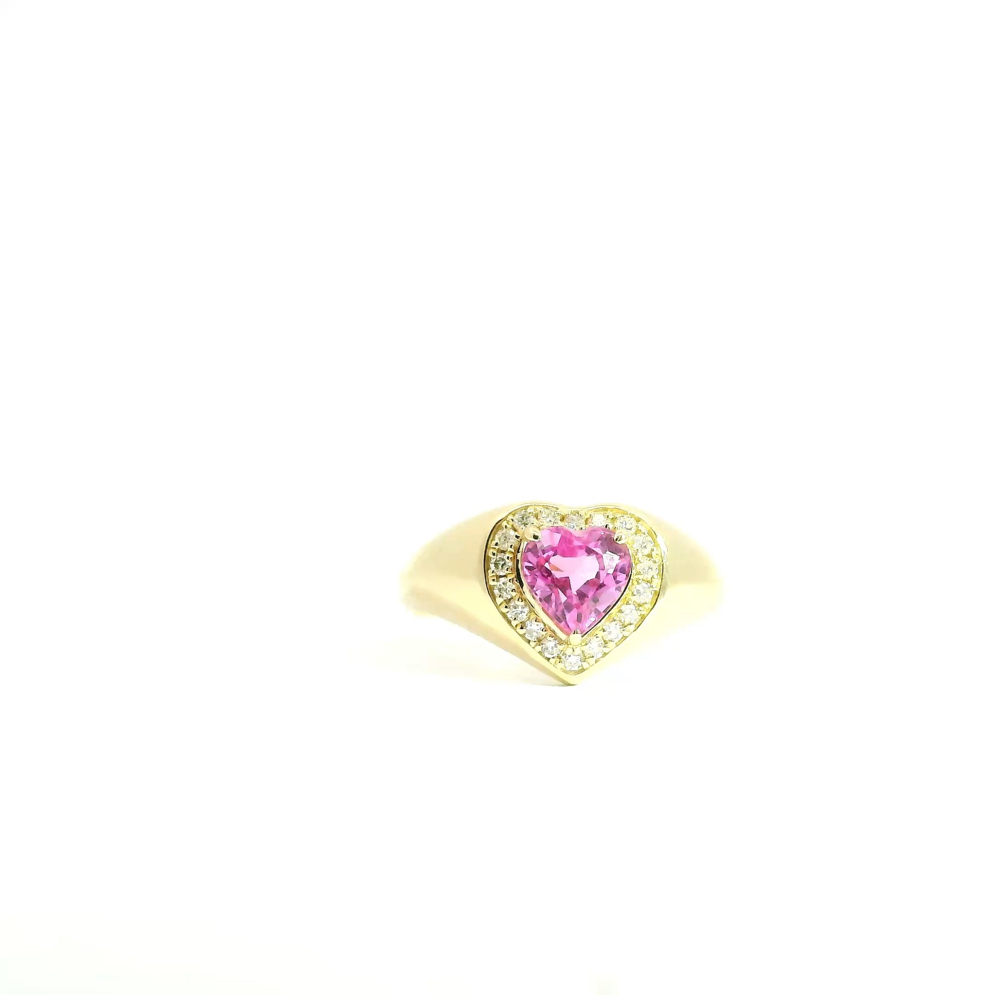 Pink Sapphire Heart Shape Lab Diamond Ring
