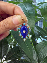 14KT Yellow Gold Lapis & Turq Dia Pendant