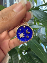 14KT Yellow Gold Blue Pendant