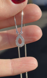 White Gold Necklace with Round Lab Diamond in Pear Shape