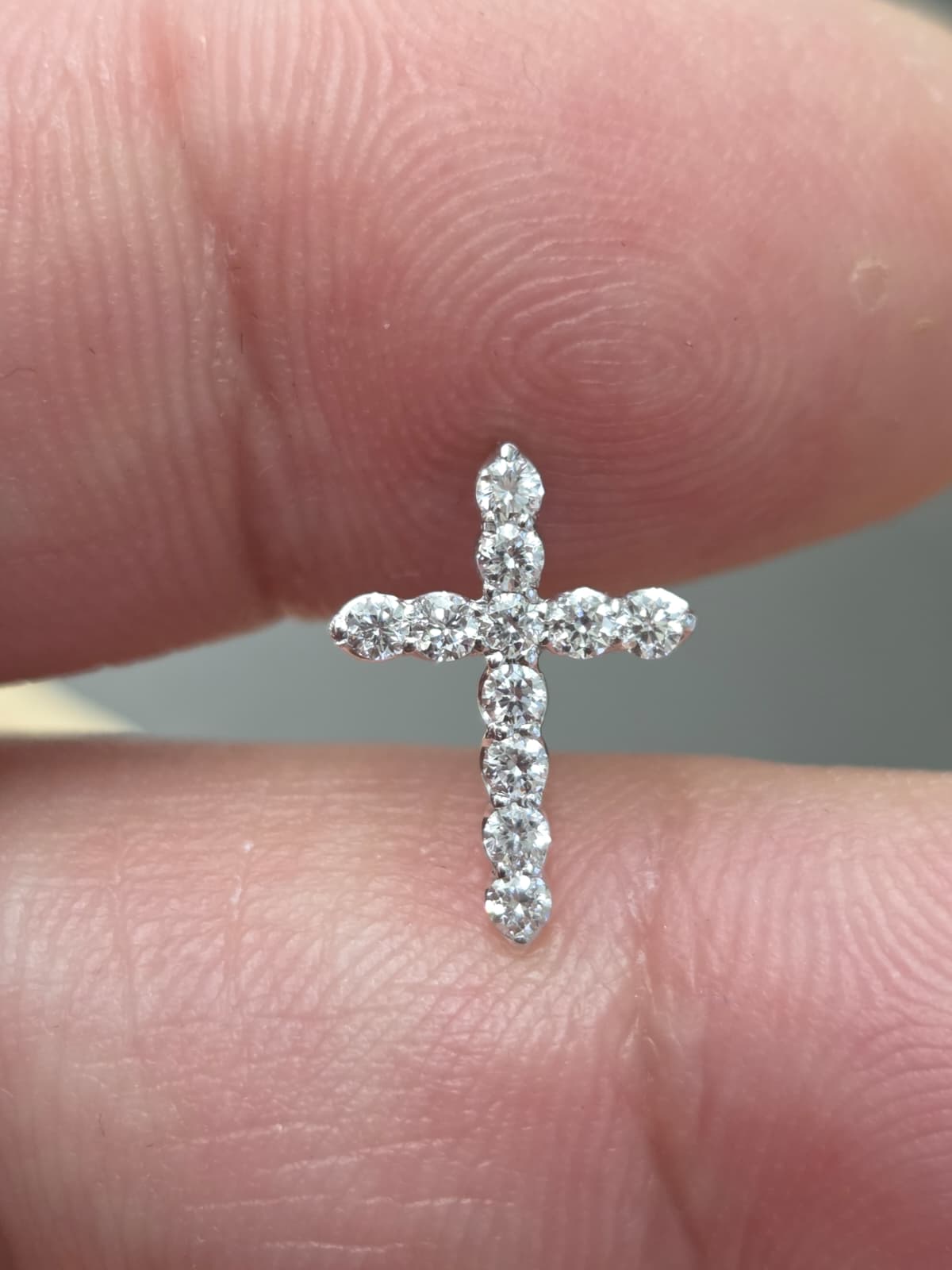 Mini Cross Pendant Lab Diamond White Gold