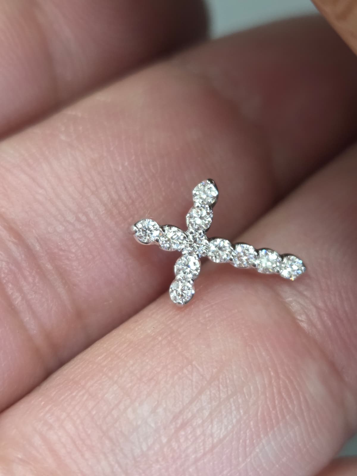 Mini Cross Pendant Lab Diamond White Gold