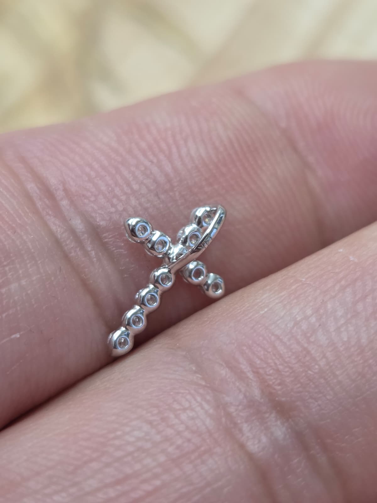 Mini Cross Pendant Lab Diamond White Gold