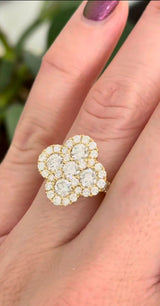 Yellow Gold Lab Diamond Clover Ring