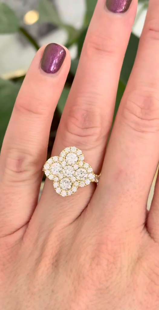 Yellow Gold Lab Diamond Clover Ring