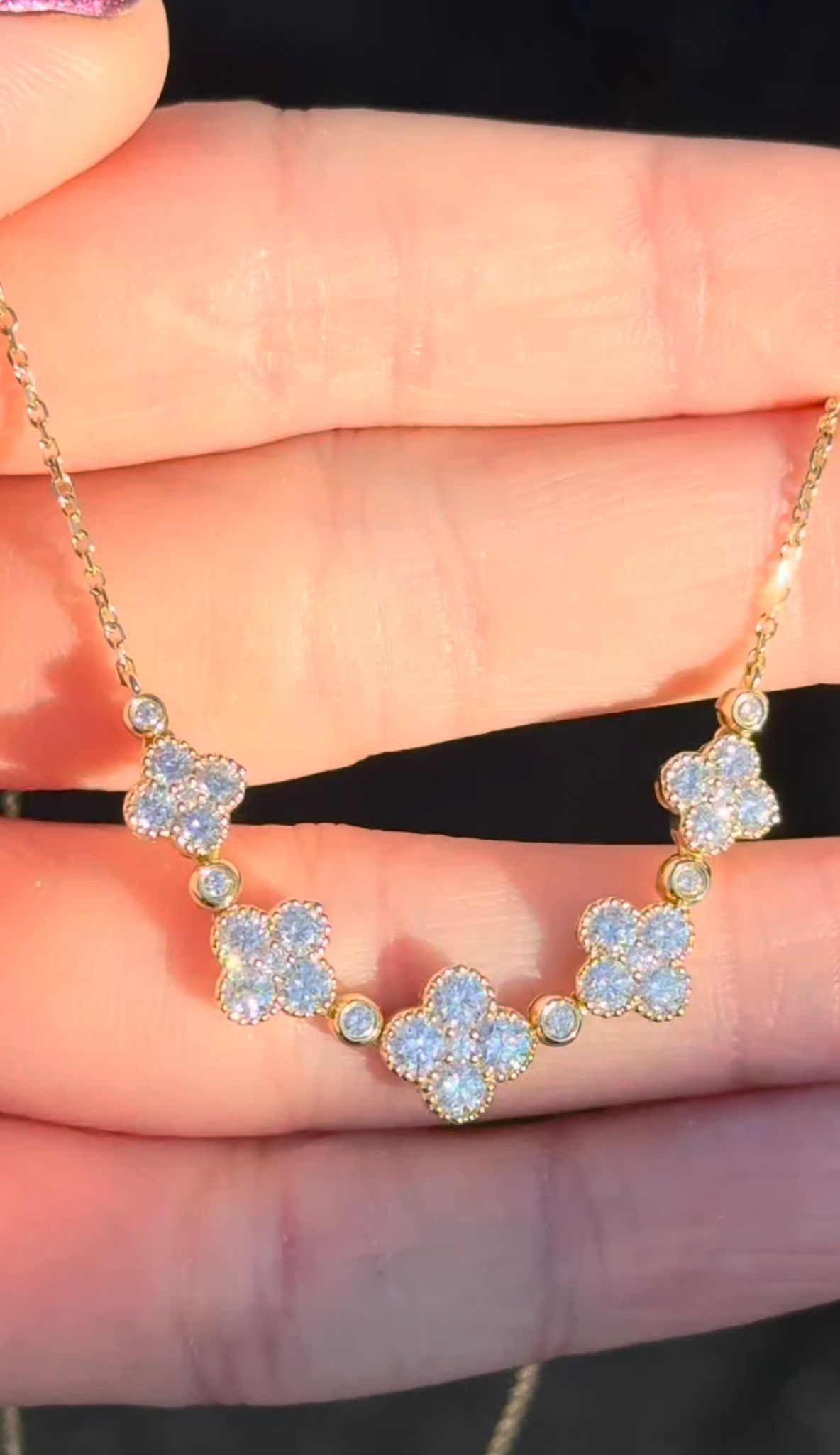 Yellow Gold Lab DIamond Clover Pendant