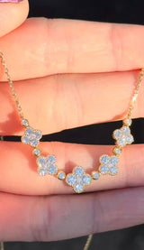 Yellow Gold Lab DIamond Clover Pendant