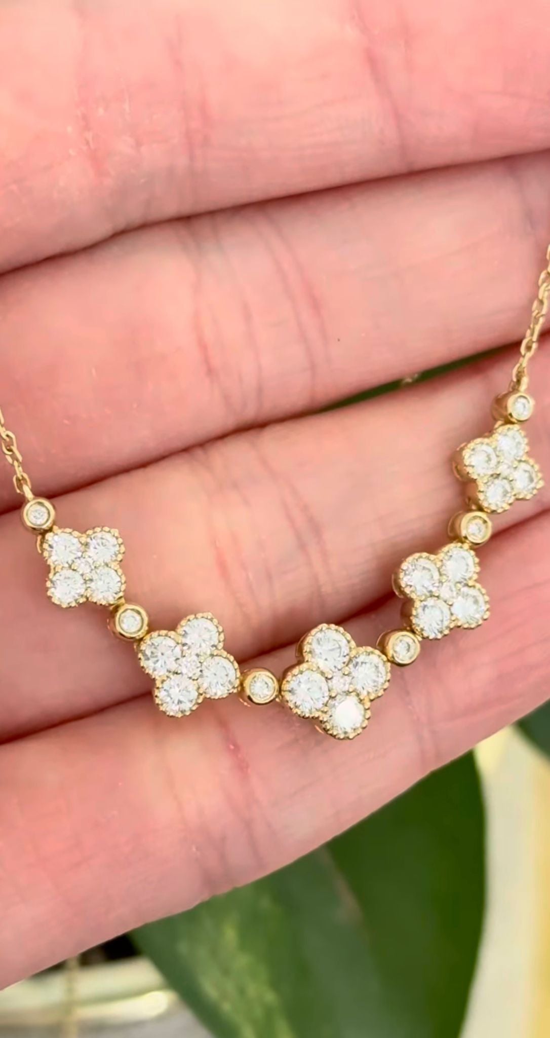Yellow Gold Lab DIamond Clover Pendant