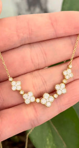 Yellow Gold Lab DIamond Clover Pendant