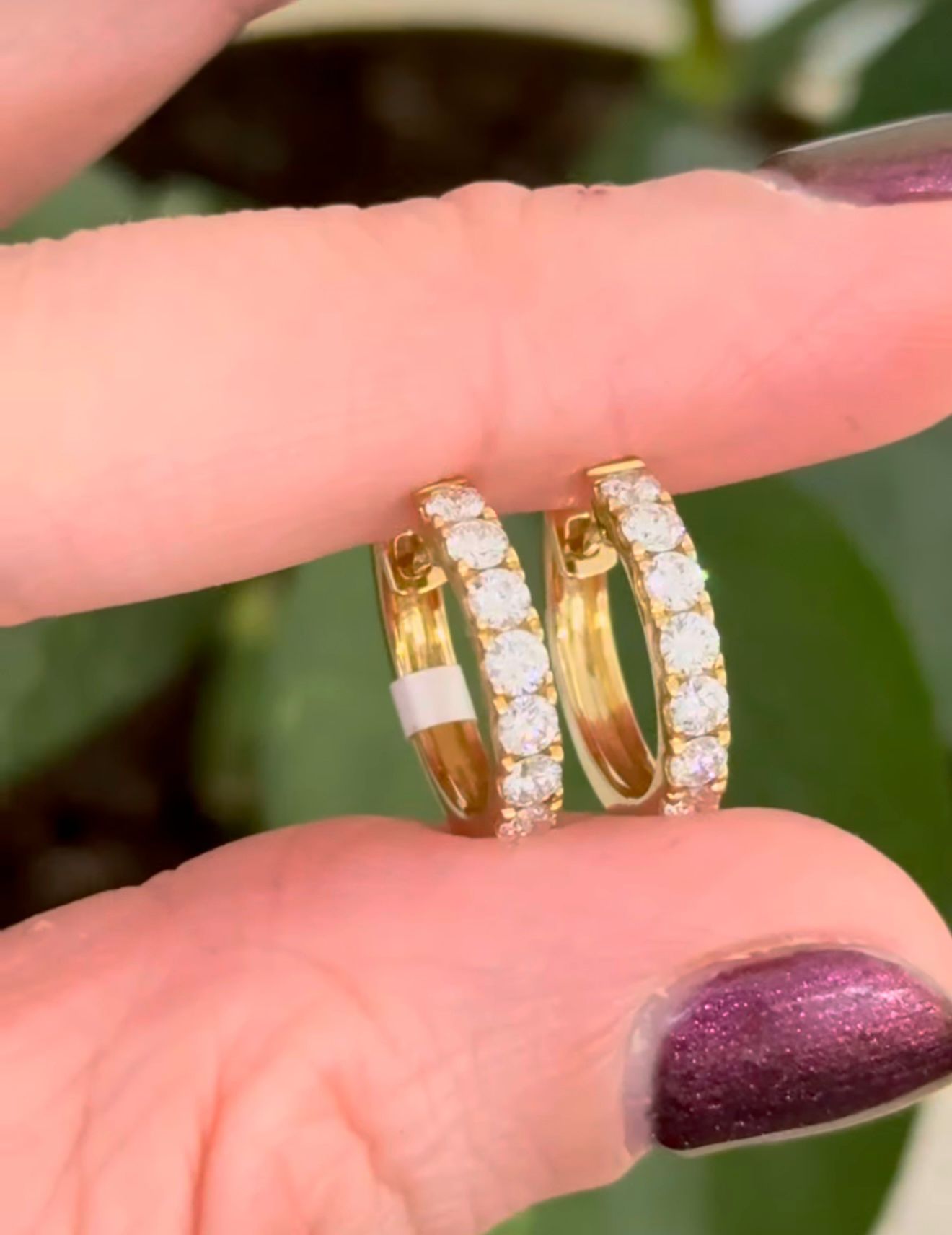 14.8mm yellow Gold 0.79ct lab Diamond Hoops