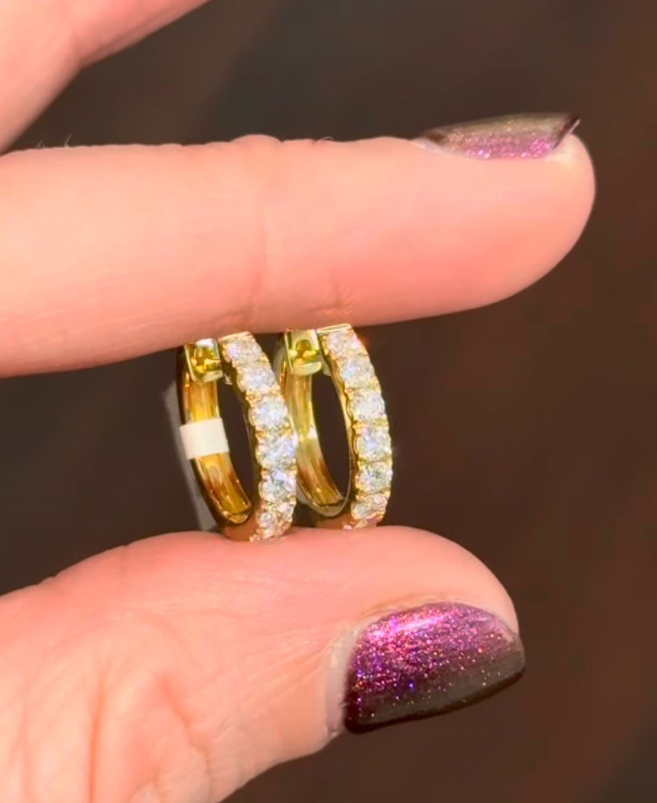 14.8mm yellow Gold 0.79ct lab Diamond Hoops