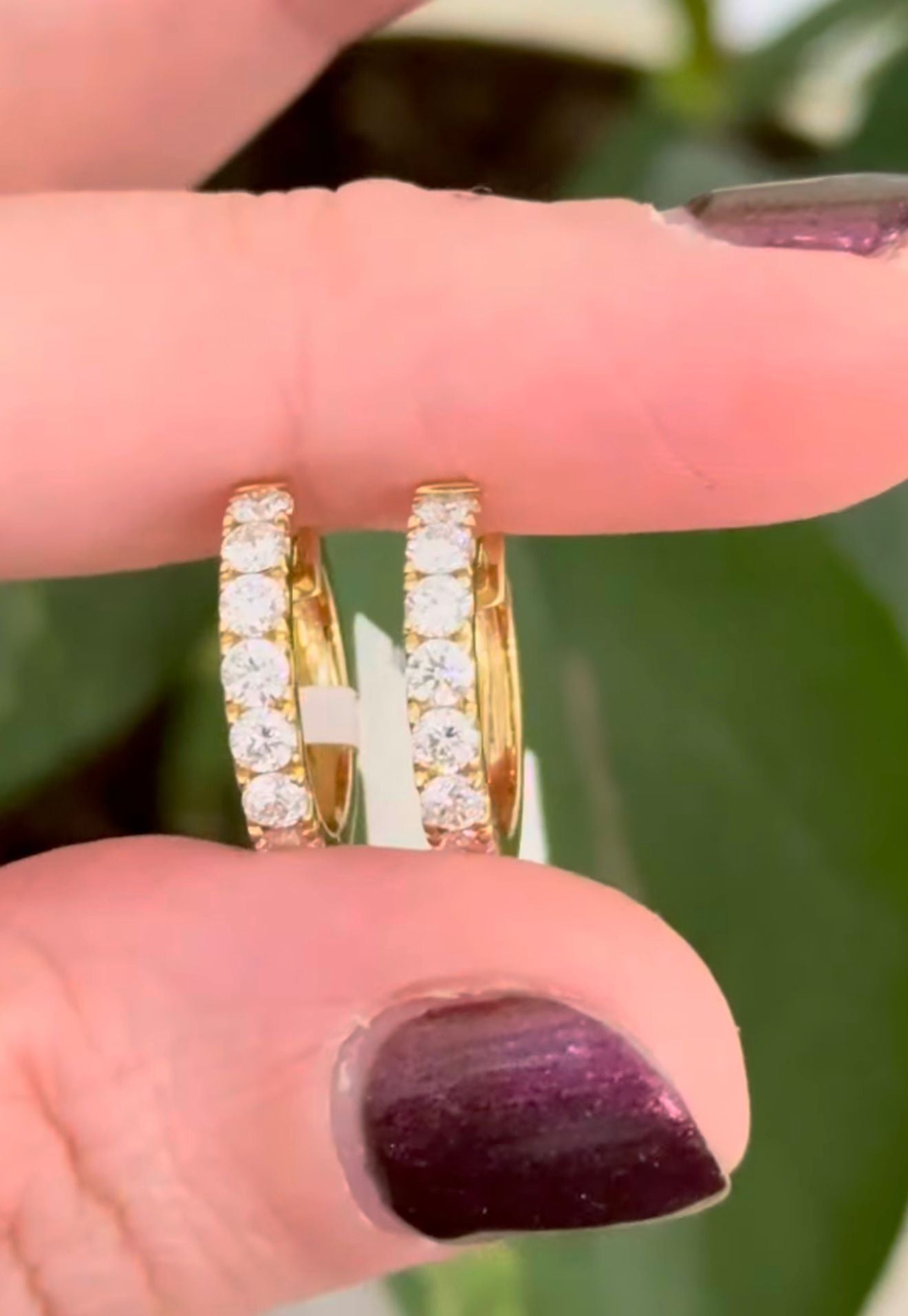 14.8mm yellow Gold 0.79ct lab Diamond Hoops