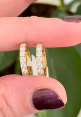 14.8mm yellow Gold 0.79ct lab Diamond Hoops