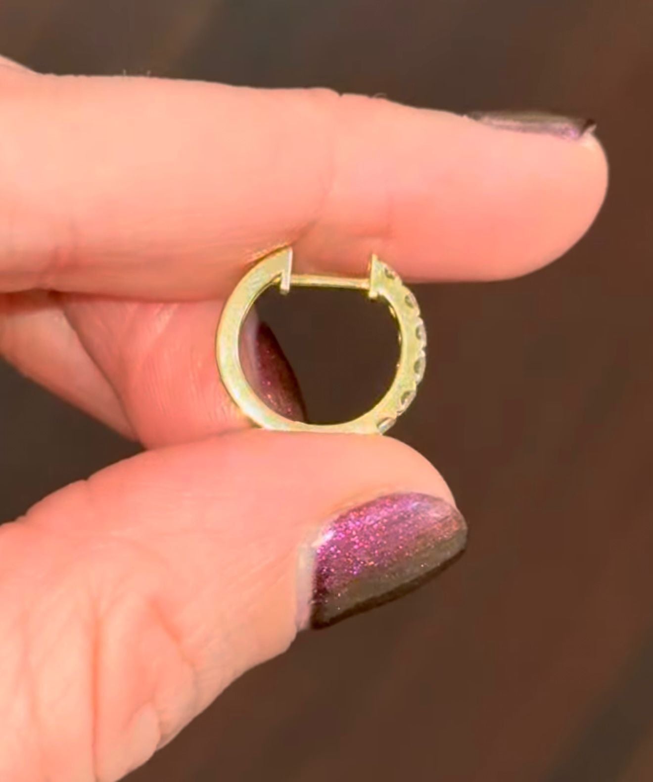 14.8mm yellow Gold 0.79ct lab Diamond Hoops