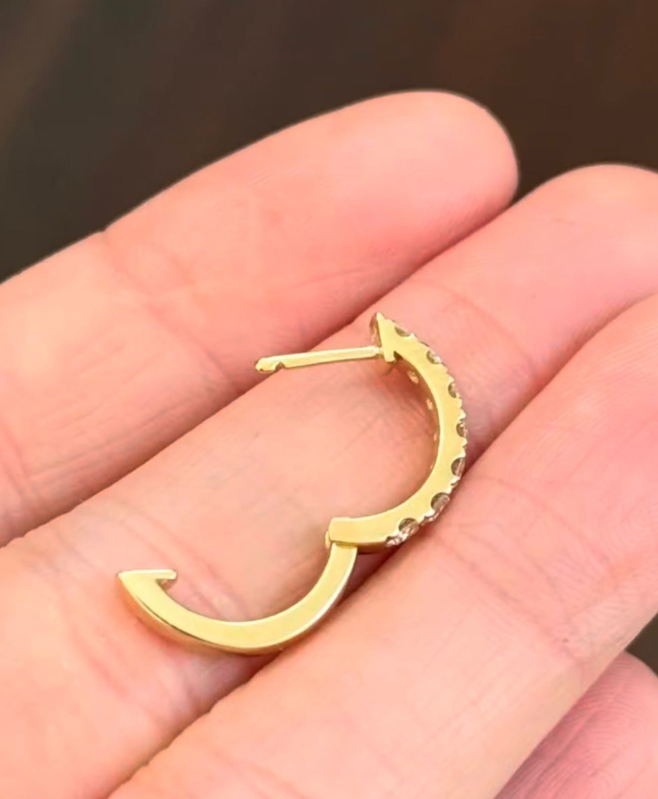 14.8mm yellow Gold 0.79ct lab Diamond Hoops