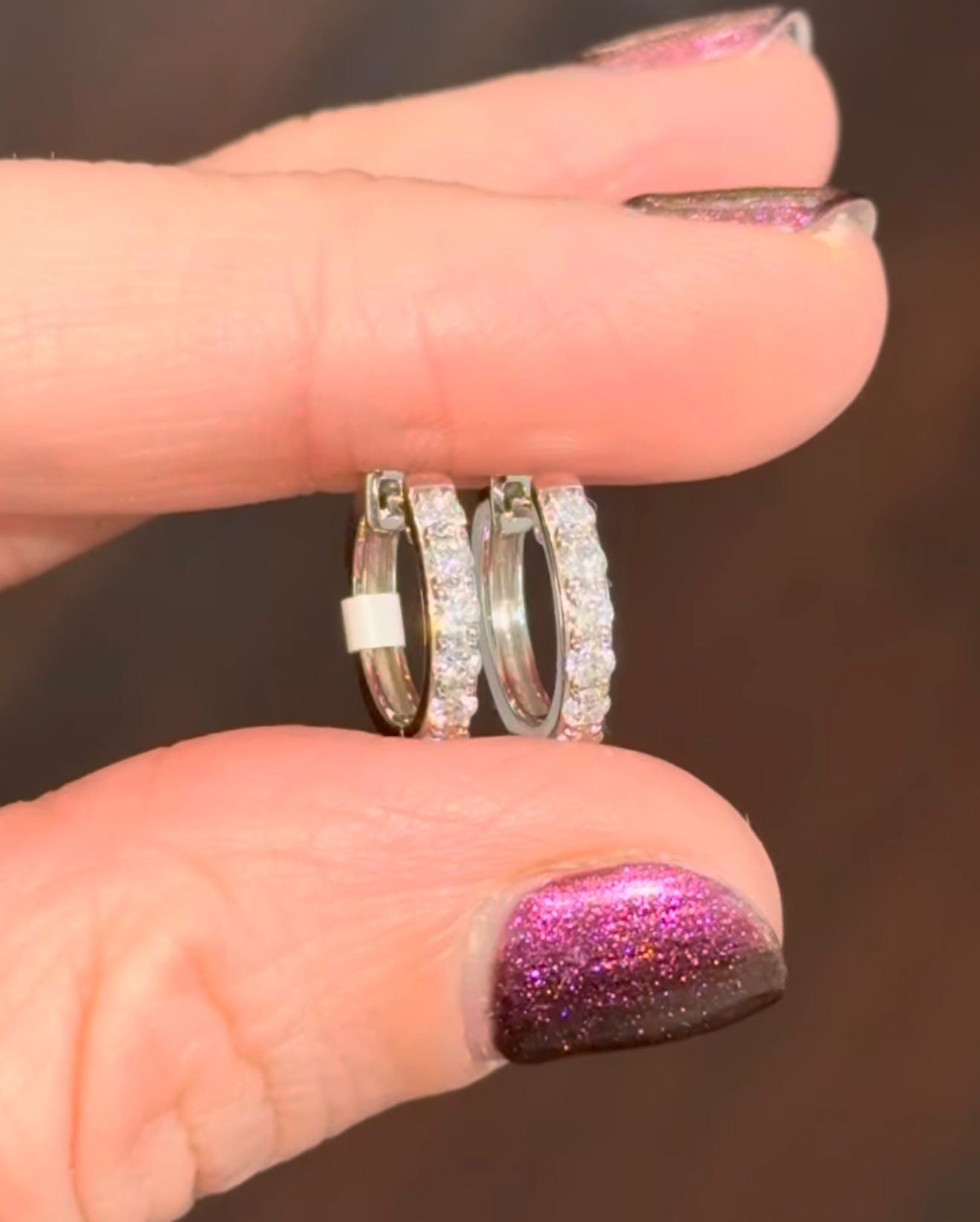 12.8mm White Gold 0.47cts Lab Diamond Hoops
