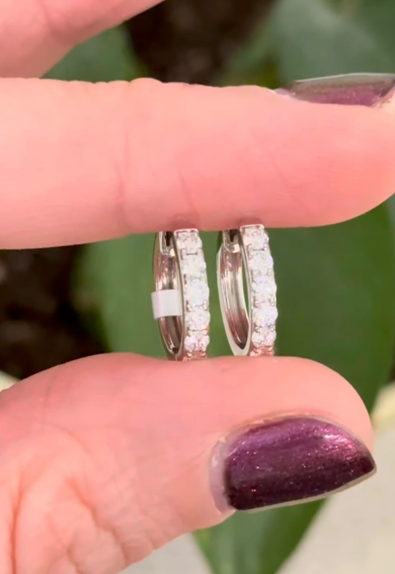 12.8mm White Gold 0.47cts Lab Diamond Hoops