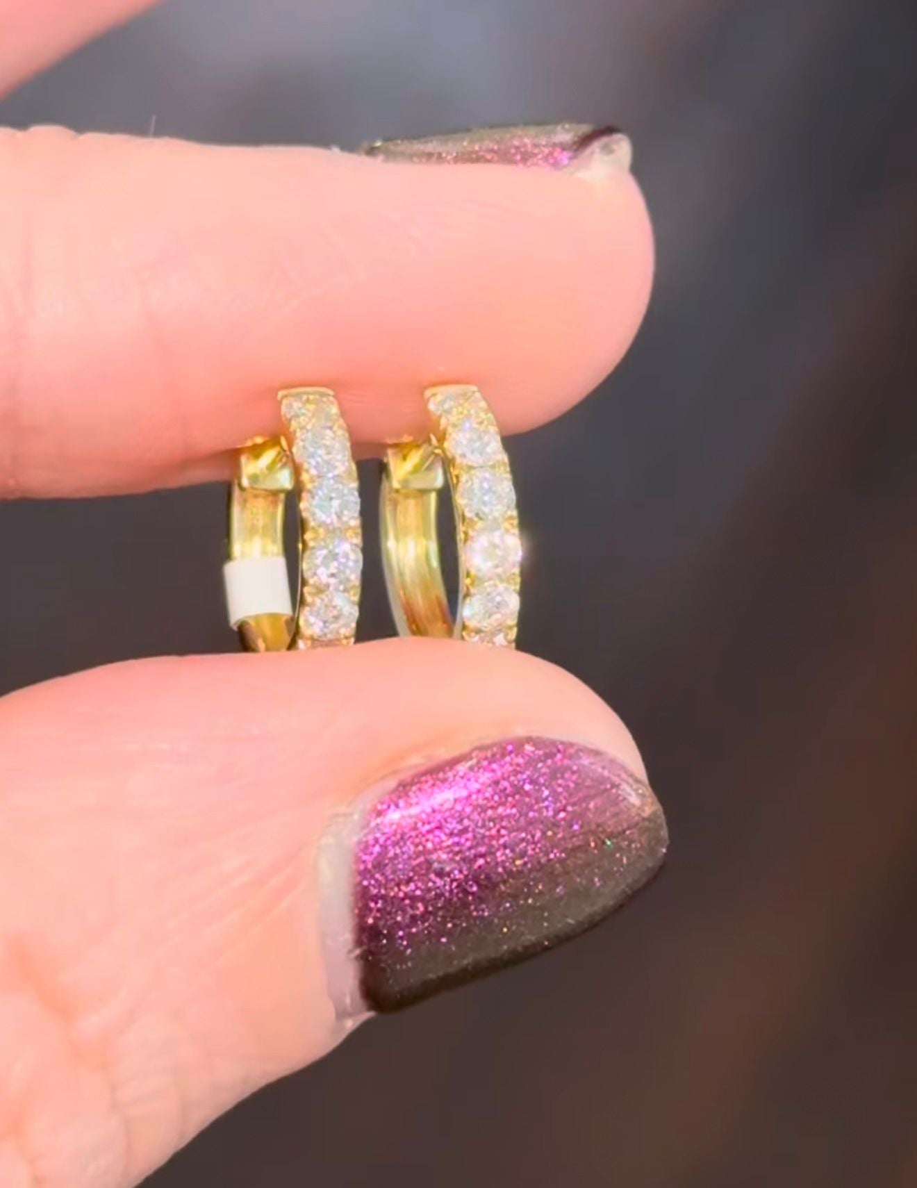 11.5mm Yellow Gold 0.47ct Lab Diamond Hoops