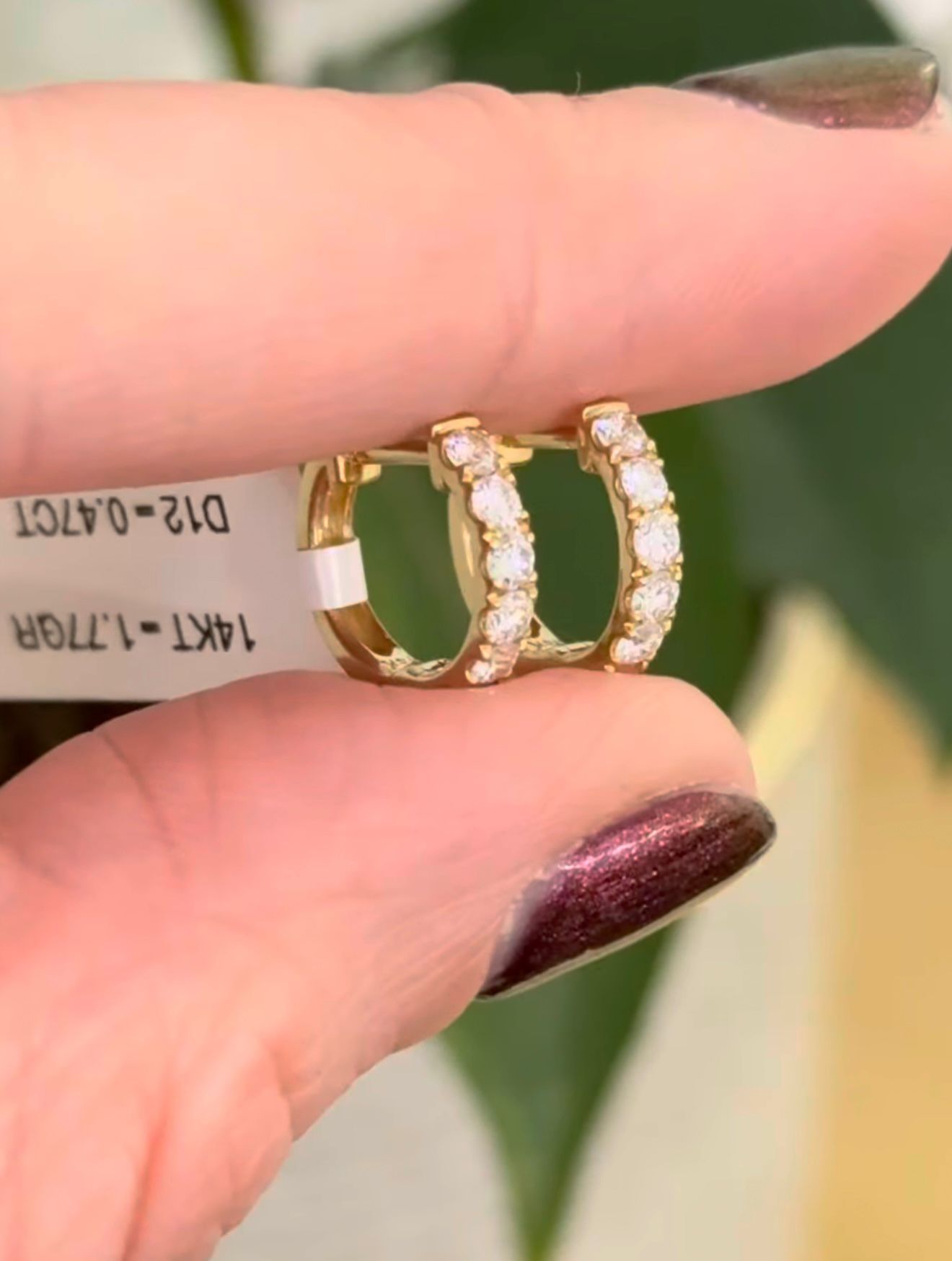 11.5mm Yellow Gold 0.47ct Lab Diamond Hoops