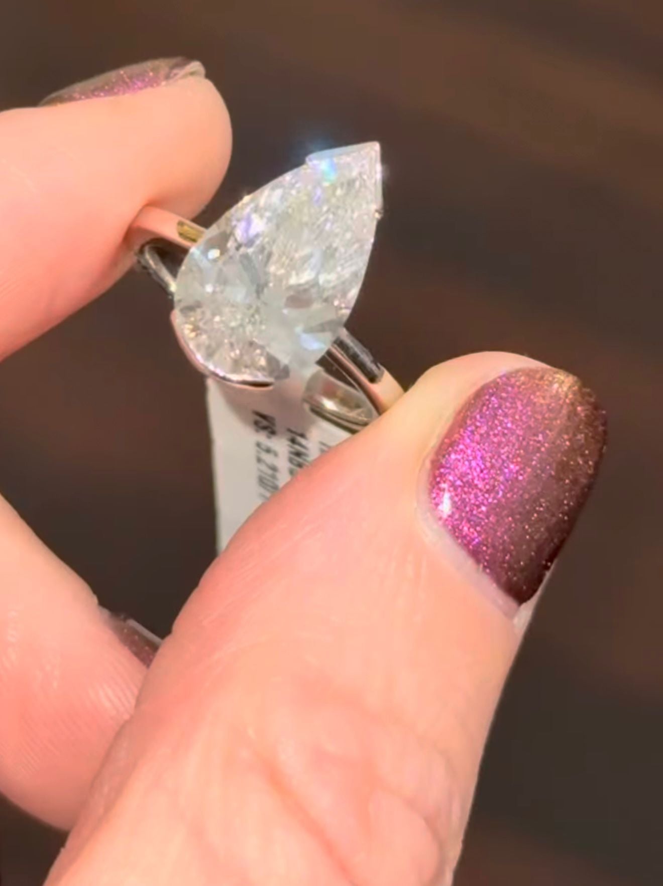 White Gold 5.21cts Pear Shape Lab Diamond Ring