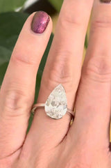 White Gold 5.21cts Pear Shape Lab Diamond Ring