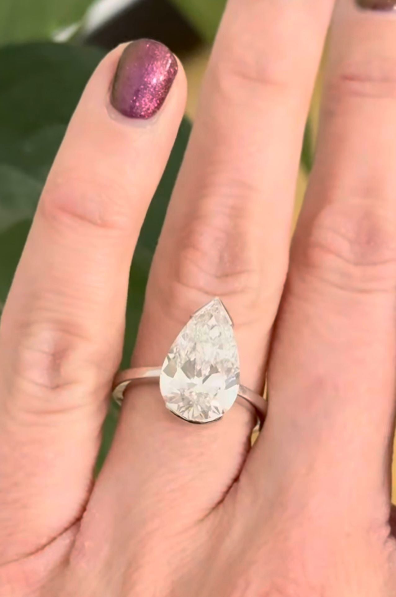 White Gold 5.21cts Pear Shape Lab Diamond Ring