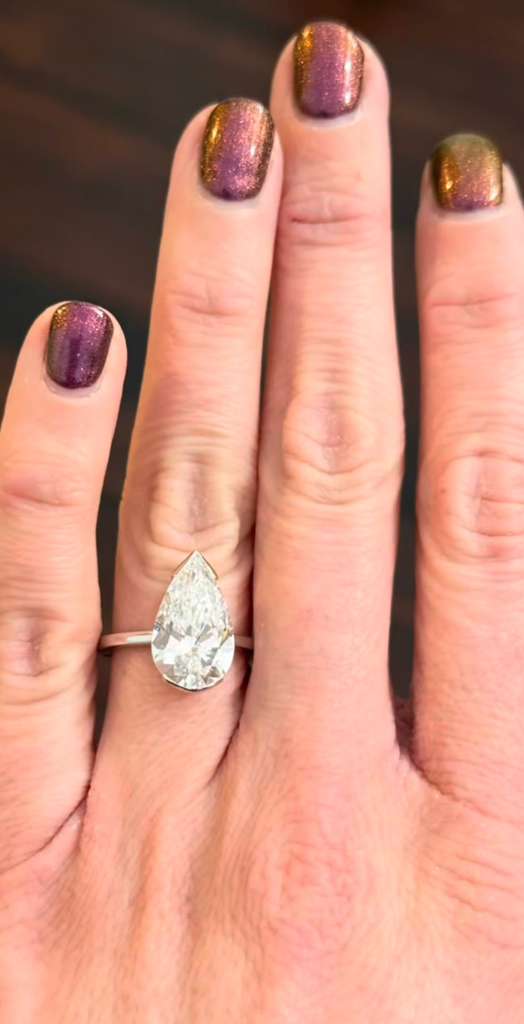 White Gold 5.21cts Pear Shape Lab Diamond Ring