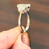 3.90cts White Gold Emerald Cut & Trapezoid Lab Diamond Ring