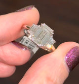 3.90cts White Gold Emerald Cut & Trapezoid Lab Diamond Ring