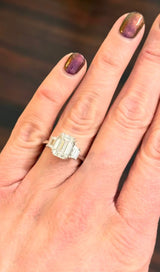 3.90cts White Gold Emerald Cut & Trapezoid Lab Diamond Ring