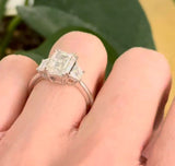 3.90cts White Gold Emerald Cut & Trapezoid Lab Diamond Ring