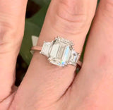 3.90cts White Gold Emerald Cut & Trapezoid Lab Diamond Ring