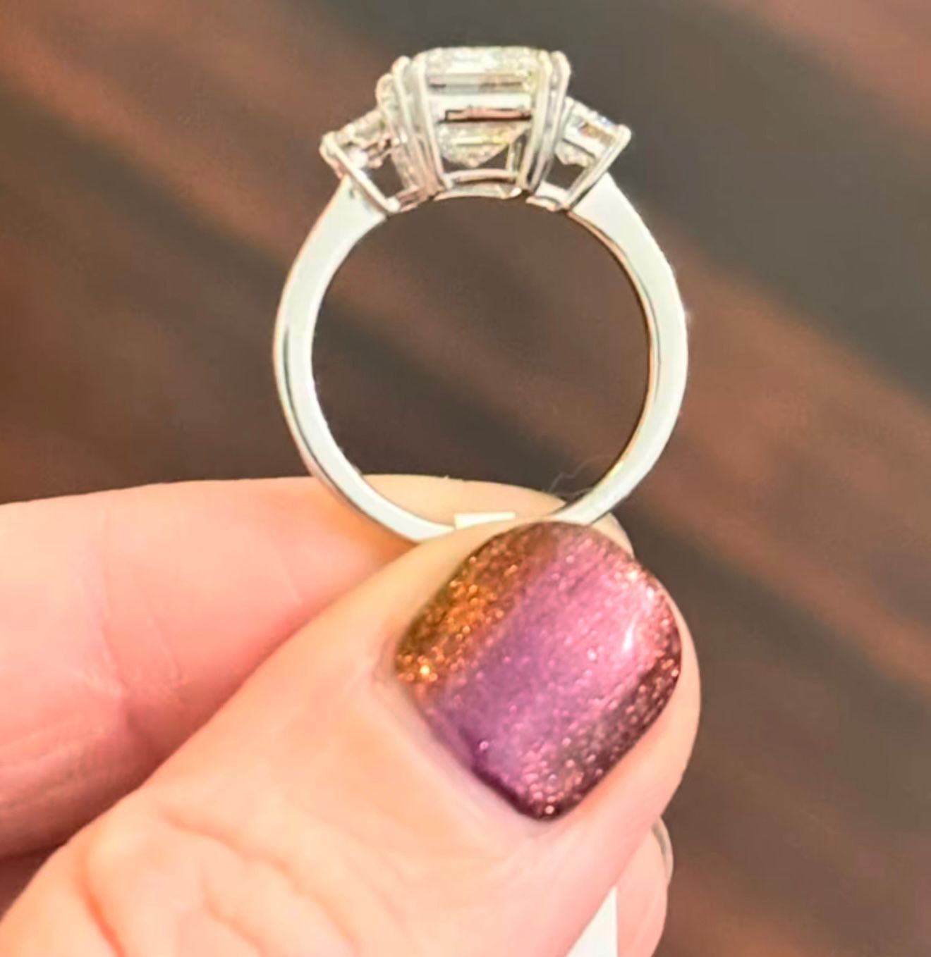 5.63cts White Gold Emerald Cut & Trapezoid Lab Diamond Ring