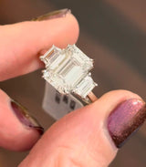 5.63cts White Gold Emerald Cut & Trapezoid Lab Diamond Ring