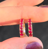 Yellow Gold Ruby Hoops